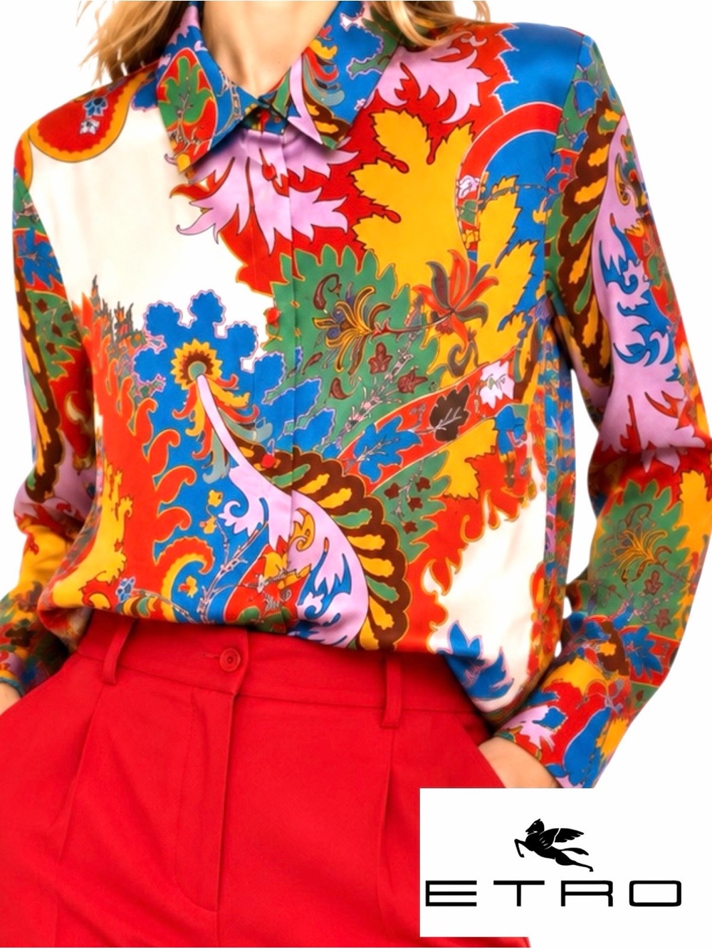 Authentic ETRO "Blooming Paisley" Silk Shirt - Size: IT 38